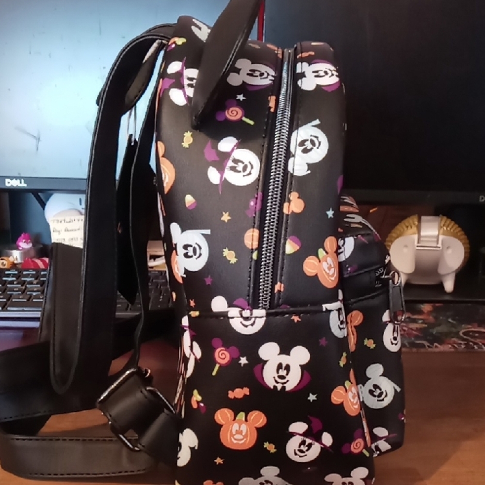 Loungefly Disney Halloween Mickey Backpack - Black, Orange, White - Picture 4 of 8